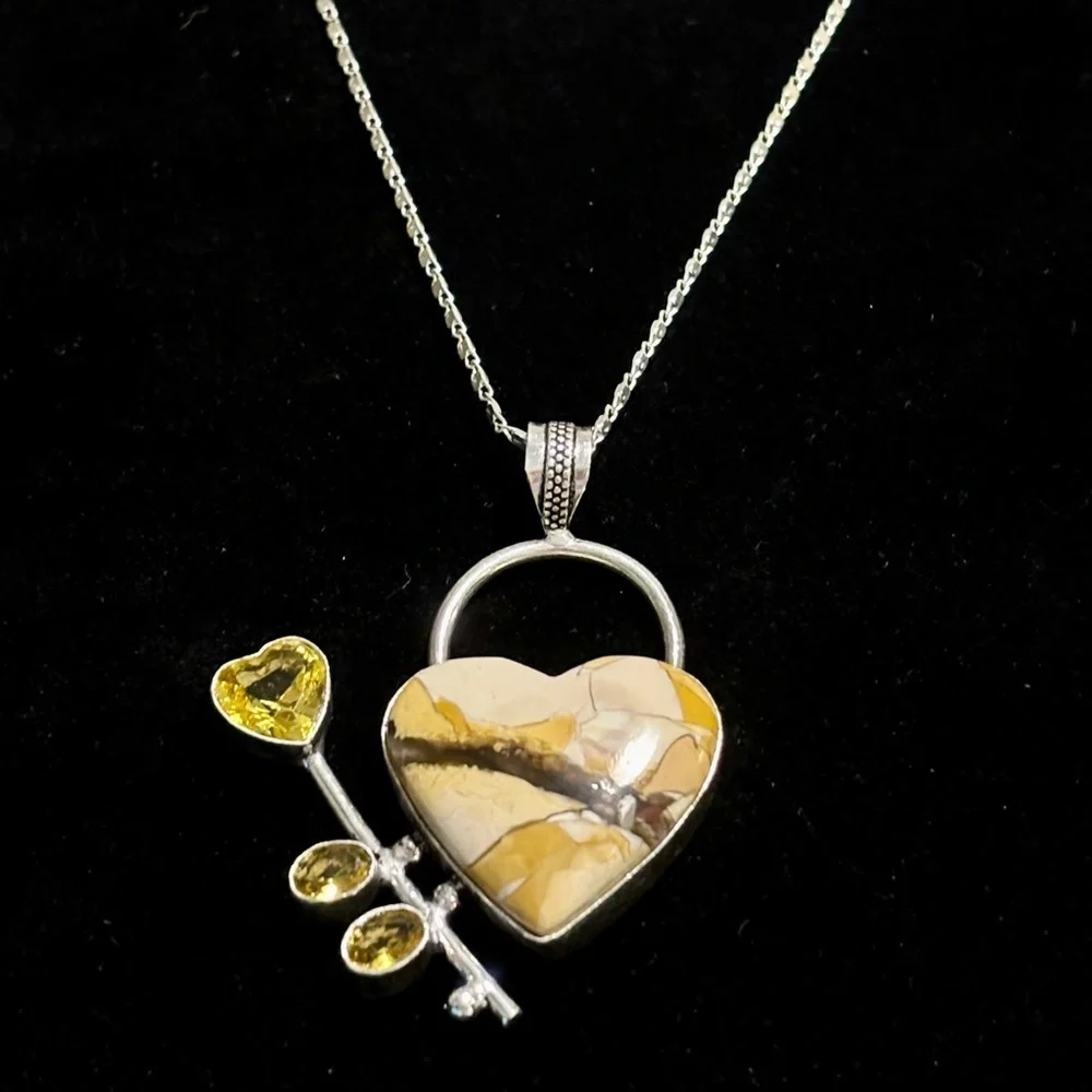 Heat -Rose Brecciated Mookaite Jasper- Citrine 925 stamped - Picture 1 of 5